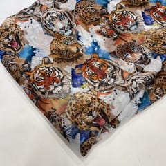 Multi Tiger Tabby Silk Digital Print Fabric