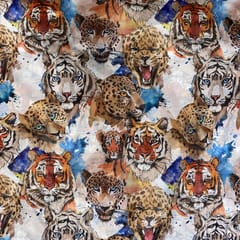 Multi Tiger Tabby Silk Digital Print Fabric