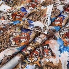 Multi Tiger Tabby Silk Digital Print Fabric