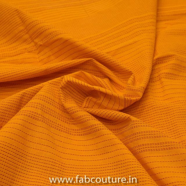 Yellow n Red With Stripe Kantha Dobby Fabric