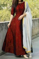 Maroon Pure Silk Dupion fabric