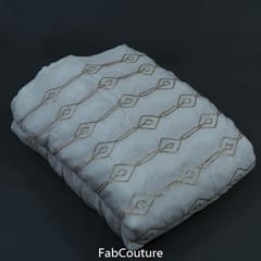 White Dyeable Chinon Gota Embroidered Fabric