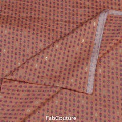 Peach Colour Rayon Foil Printed Fabric