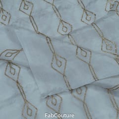 White Dyeable Chinon Gota Embroidered Fabric