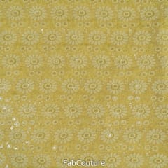 Yellow Georgette Lakhnavi Embroidered Fabric