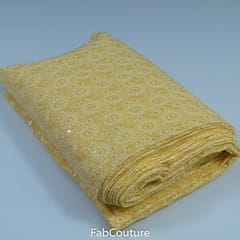 Yellow Georgette Lakhnavi Embroidered Fabric