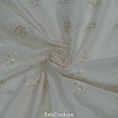 White Dyeable Cotton Embroidered Fabric