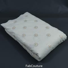 White Dyeable Cotton Embroidered Fabric