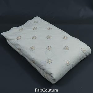 White Dyeable Cotton Embroidered Fabric