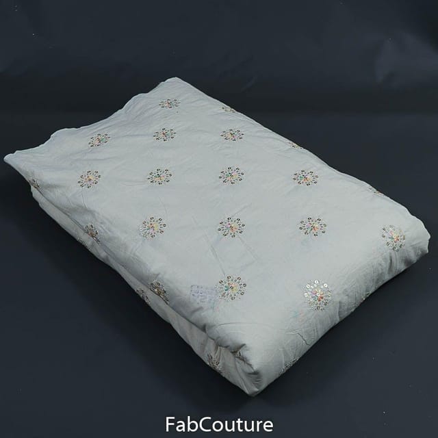 White Dyeable Cotton Embroidered Fabric