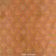 Orange Jacquard Silk Digital Printed Fabric