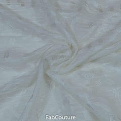 White Dyeable Georgette Embroidered Fabric