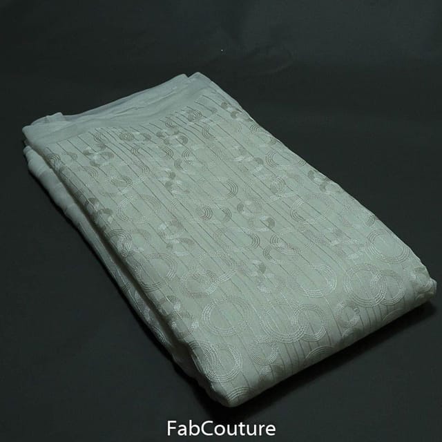White Dyeable Georgette Embroidered Fabric