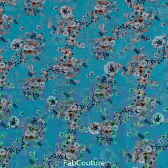 Firozi Colour Georgette Printed Fabric