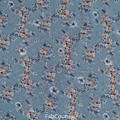 Grey Colour Georgette Printed Fabric