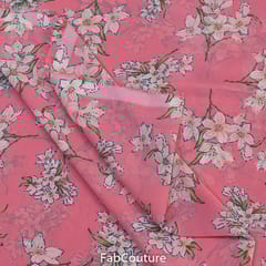 Pink Colour Georgette Printed Fabric