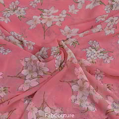 Pink Colour Georgette Printed Fabric