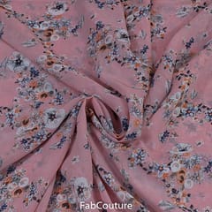 Peach Colour Georgette Printed Fabric