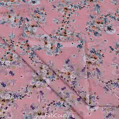 Peach Colour Georgette Printed Fabric