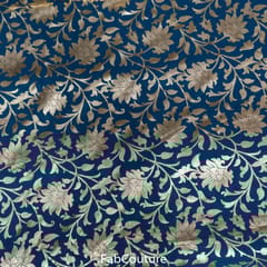 Peacock Green Colour Georgette Foil Floral Printed Fabric