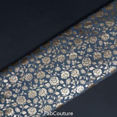 Grey Colour Georgette Foil Floral Printed Fabric