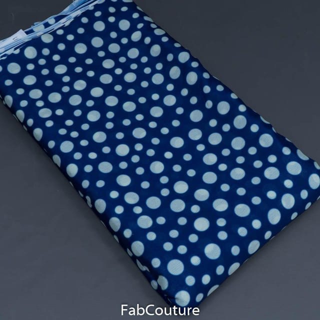 Blue Colour Chiffon Digital Printed Fabric