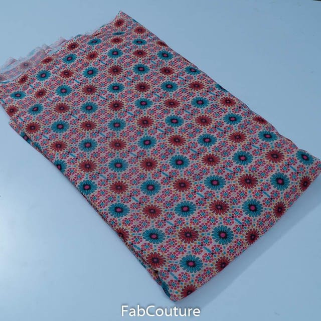 Multi Colour Poly Georgette Digital Printed Fabric