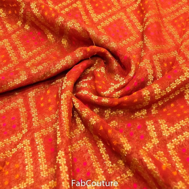Red Colour Georgette Jacquard Jaal fabric