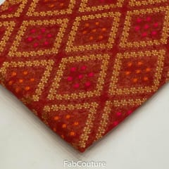 Red Colour Georgette Jacquard Jaal fabric