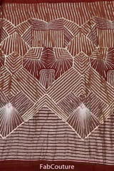 Maroon Colour Georgette Embroidered Fabric