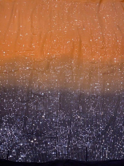 Multi Colour Georgette Sequins Shaded Embroidered Fabric