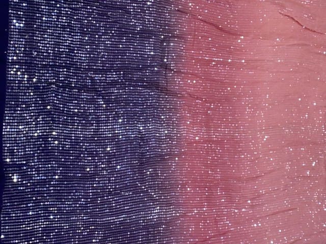 Peach  Colour Georgette Sequins Shaded Embroidered Fabric