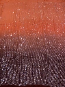 Orange Colour Georgette Sequins Shaded Embroidered Fabric