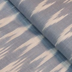 Light Blue & White Colour Pure Cotton Ikat fabric
