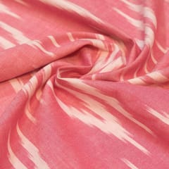 Pink & White Colour Pure Cotton Ikat fabric