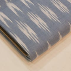 Light Blue & White Colour Pure Cotton Ikat fabric
