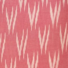 Pink & White Colour Pure Cotton Ikat fabric