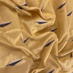 Yellow Colour Chanderi Dobby Leaf Booti fabric