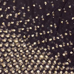 Black Colour Net Embroidered Fabric