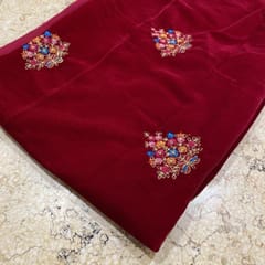 Magenta Velvet Boota Embroidered Fabric