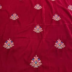 Magenta Velvet Boota Embroidered Fabric
