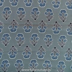 Grey Colour Cotton Ajrakh Printed Fabric
