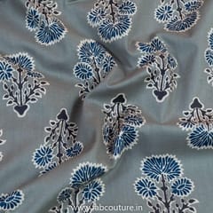 Grey Colour Cotton Ajrakh Printed Fabric