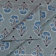 Grey Colour Cotton Ajrakh Printed Fabric