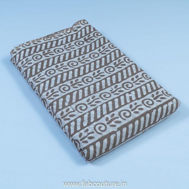 Light BrownCotton Kantha Batik Printed Fabric