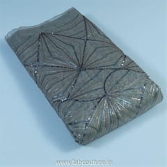 Grey Colour Organza Embroidered Fabric