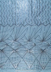 Grey Colour Organza Embroidered Fabric