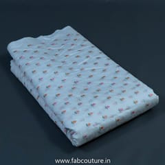 White Chanderi Silk Embroidered Fabric