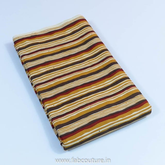 Mustard Cotton Discharge Printed Fabric