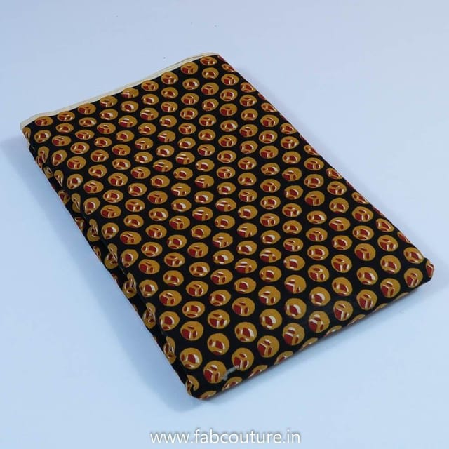 Mustard Cotton Discharge Printed Fabric